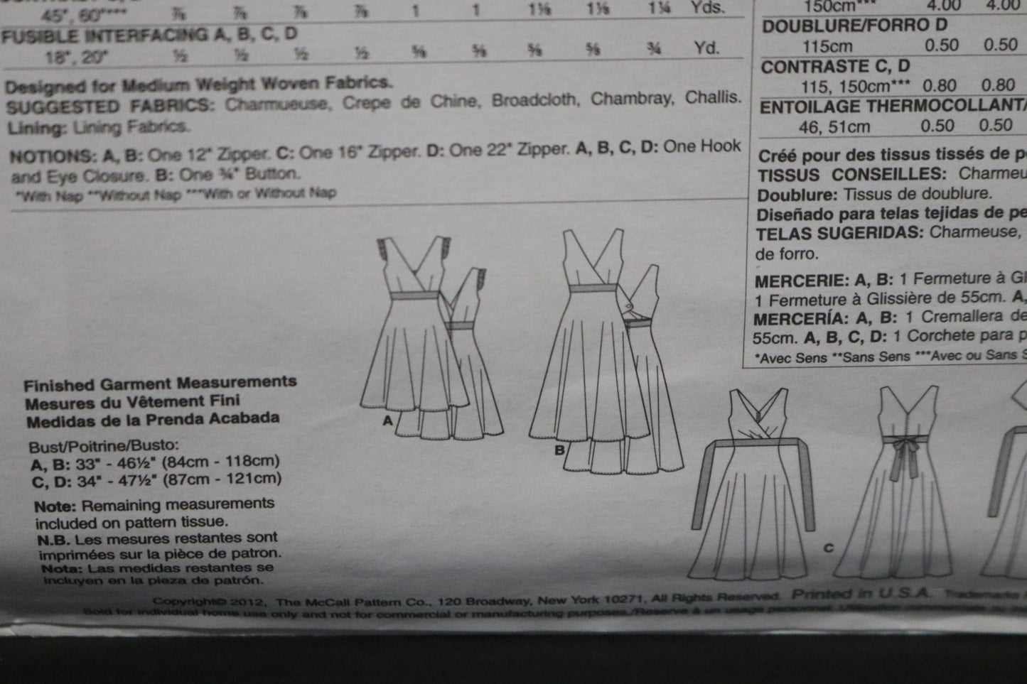 McCalls 6557 Misses / Miss Petite Dresses Sewing Pattern - UNCUT - Size 14 16 18 20 22