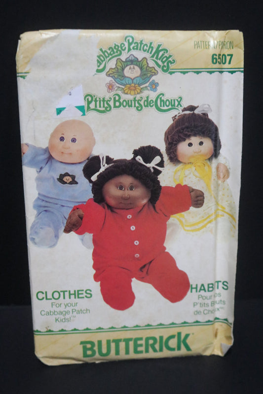 Butterick 6507 Cabbage Patch Kids Clothes Sewing Pattern - UNCUT