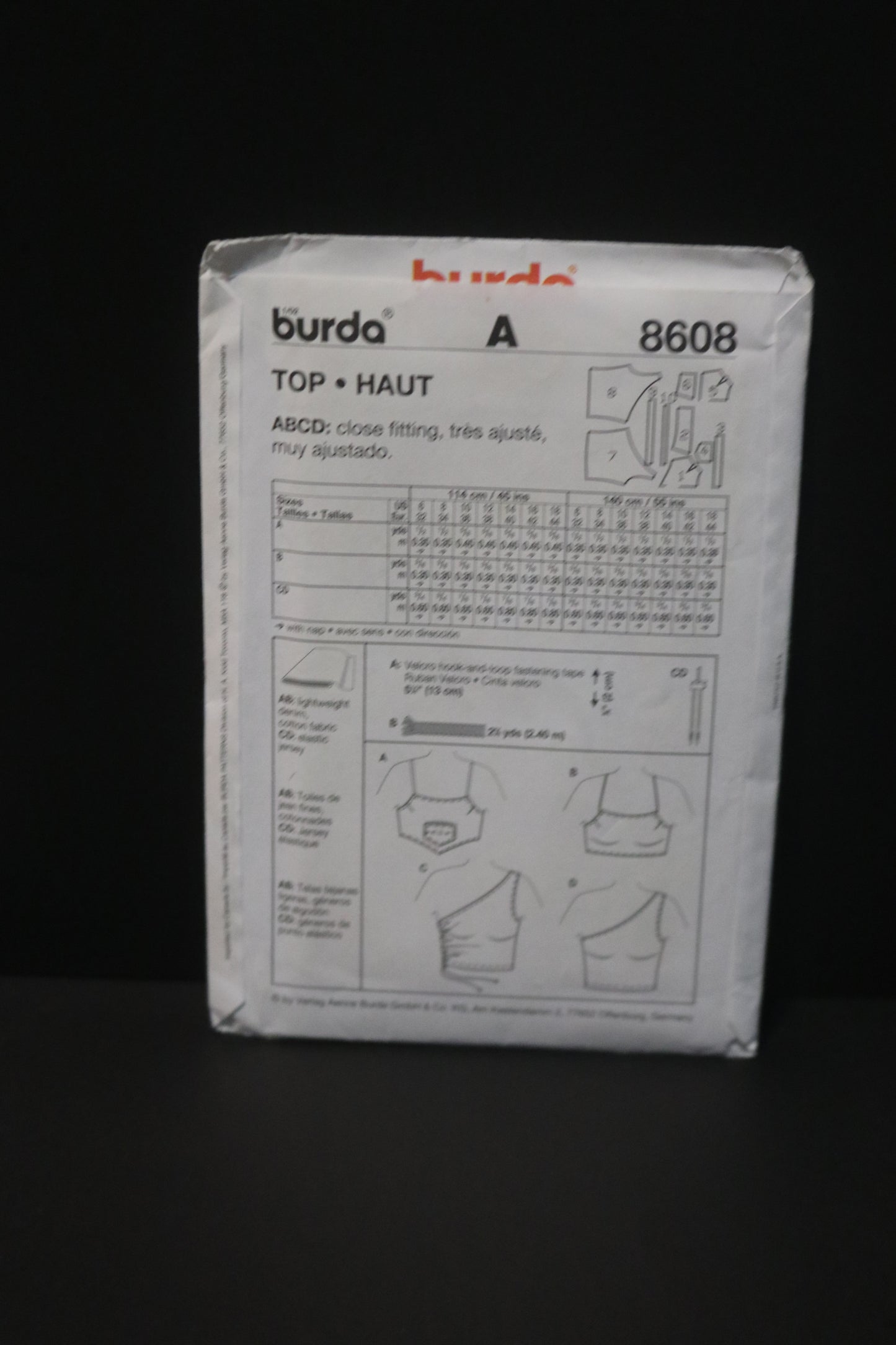 Burda Young 8608 Close Fitting Top Sewing Pattern - UNCUT - Size 6 8 10 12 14 18