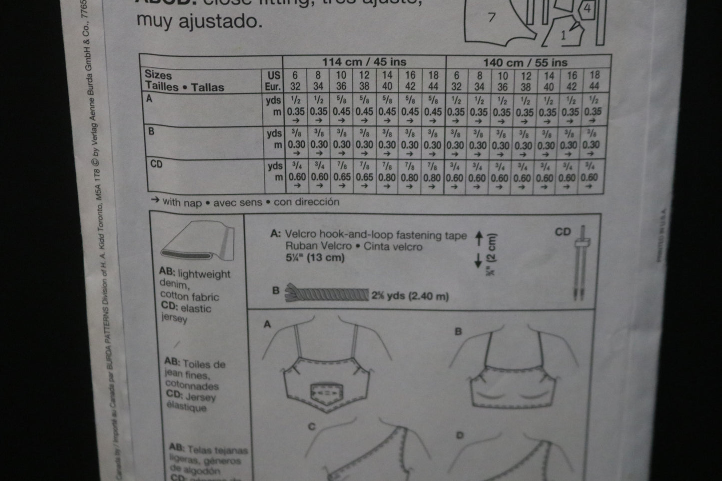 Burda Young 8608 Close Fitting Top Sewing Pattern - UNCUT - Size 6 8 10 12 14 18