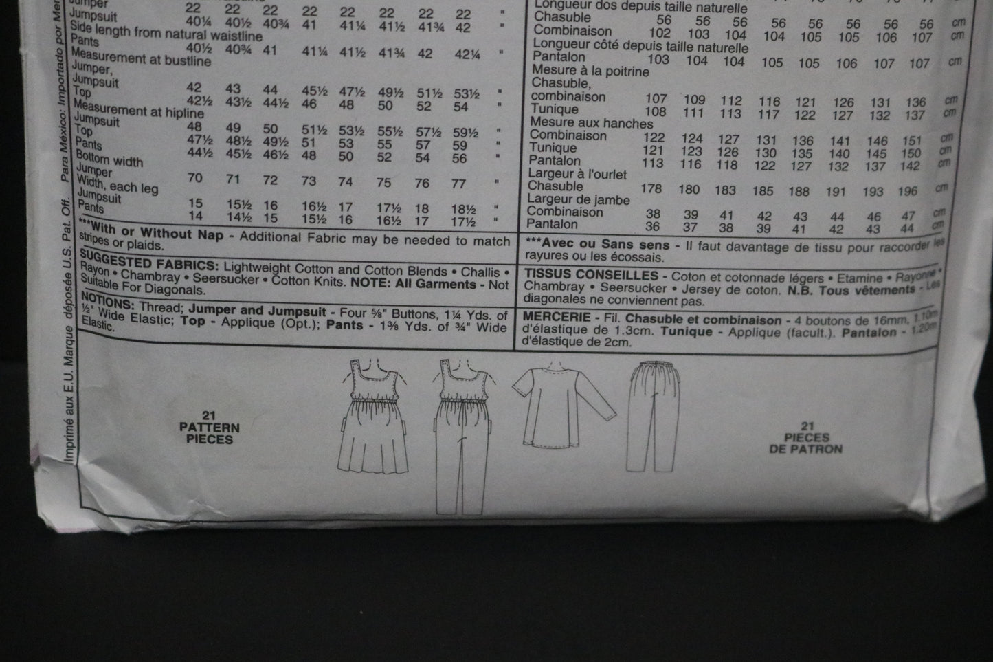 McCalls 8012 Maternity Jumper Jumpsuit top Pull on Pants Sewing Pattern UNCUT Size 10 12 14