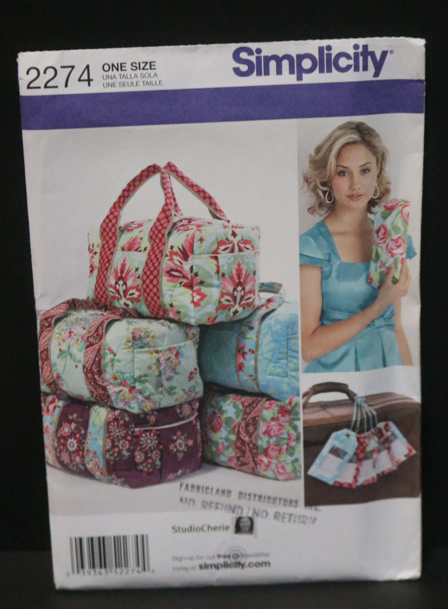 Simplicity 2274 Clutch, Overnight Bag and Luggage Tag Sewing Pattern UNCUT