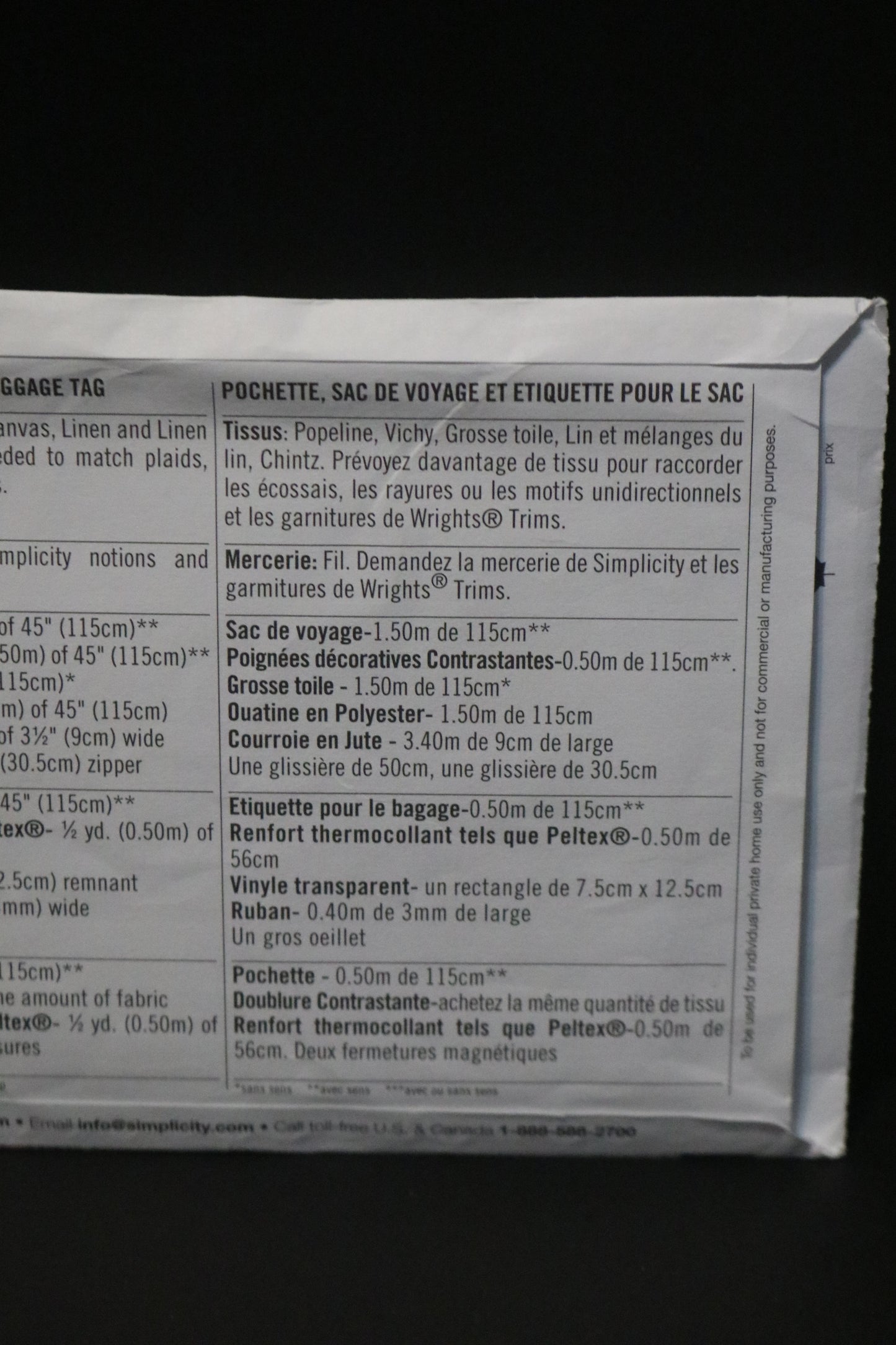 Simplicity 2274 Clutch, Overnight Bag and Luggage Tag Sewing Pattern UNCUT