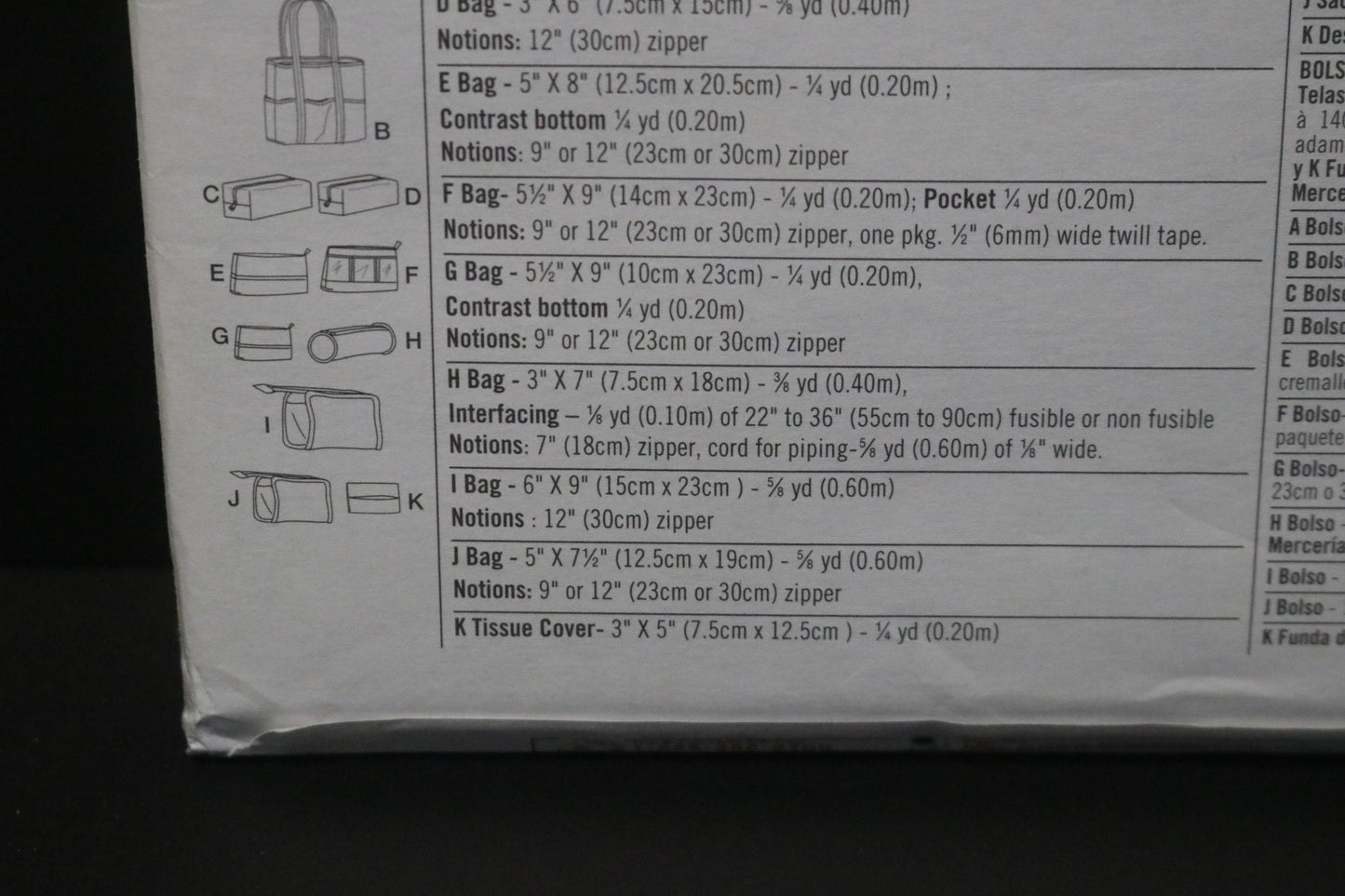 Simplicity 9949 Bags in Various Sizes Sewing Pattern UNCUT