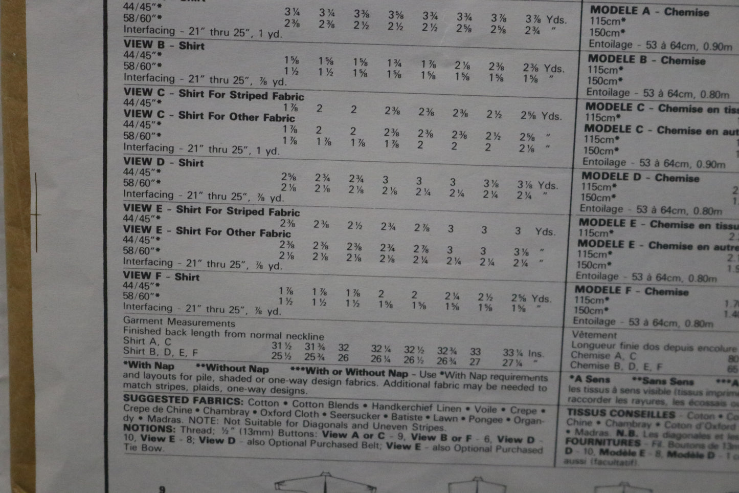 McCalls 2038 Misses Shirt Sewing Pattern UNCUT - Size 12