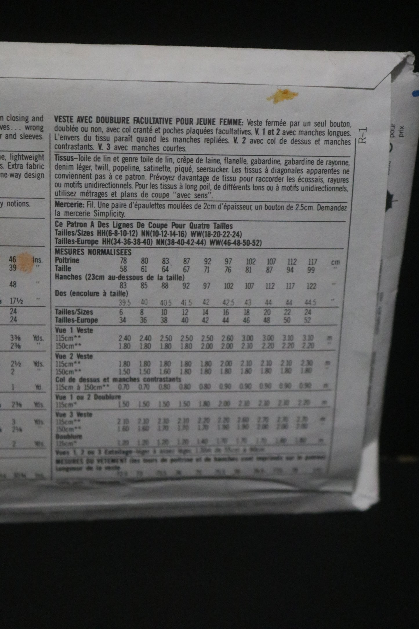 Simplicity 8301 Misses Jacket with optional lining Sewing Pattern - UNCUT - Size 10 - 16