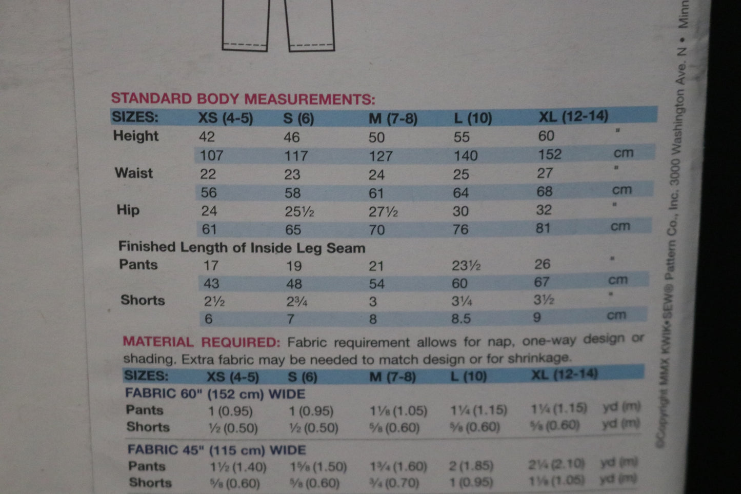 Kwik Sew 3786 Boys Sleep Pants and Shorts Sewing Pattern - UNCUT - Size XS S M L XL