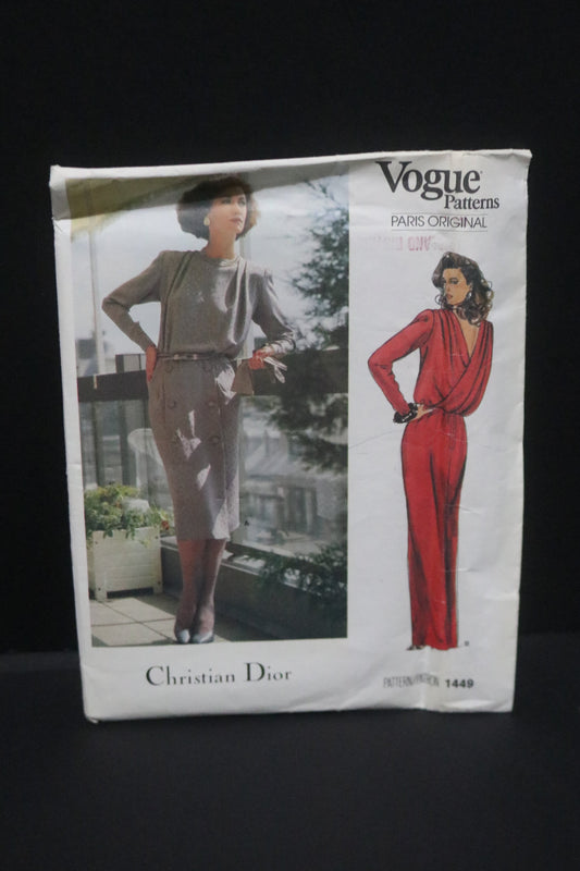 Vogue 1449 Christian Dior Misses Dress Sewing Pattern - UNCUT -  Size 10