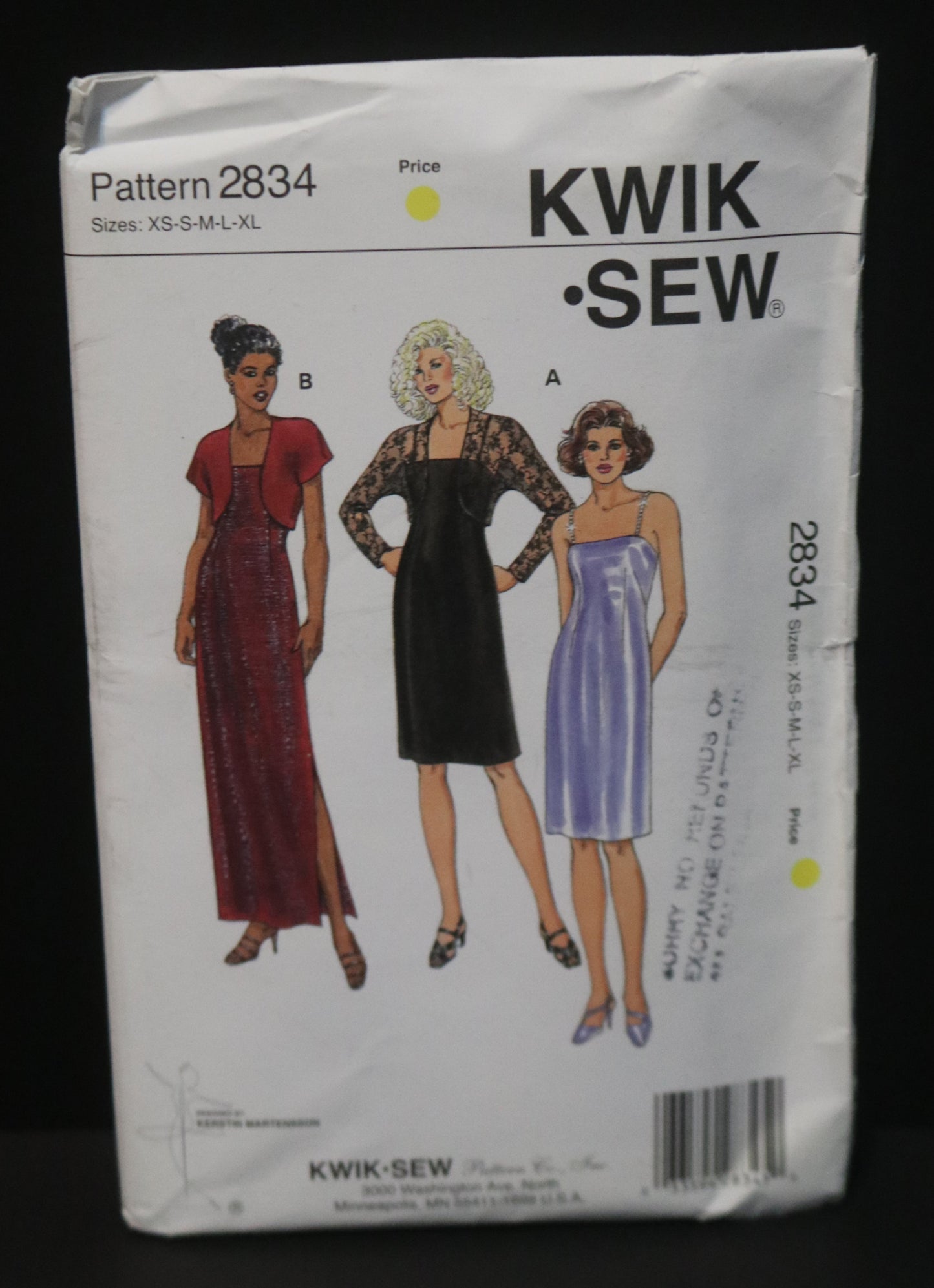 Kwik Sew 2834 Misses Dresses and Boleros Sewing Pattern - UNCUT - Size Xs S M L XL