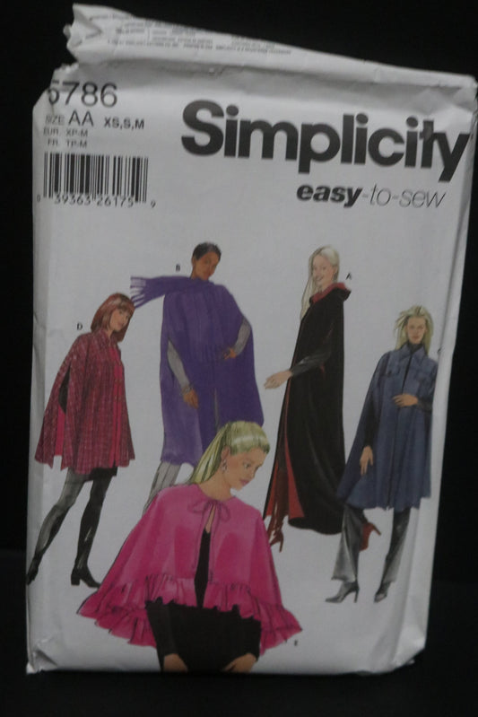 Simplicity 5786 Misses Cape in Four Lengths Sewing Pattern - UNCUT - Size XS S M