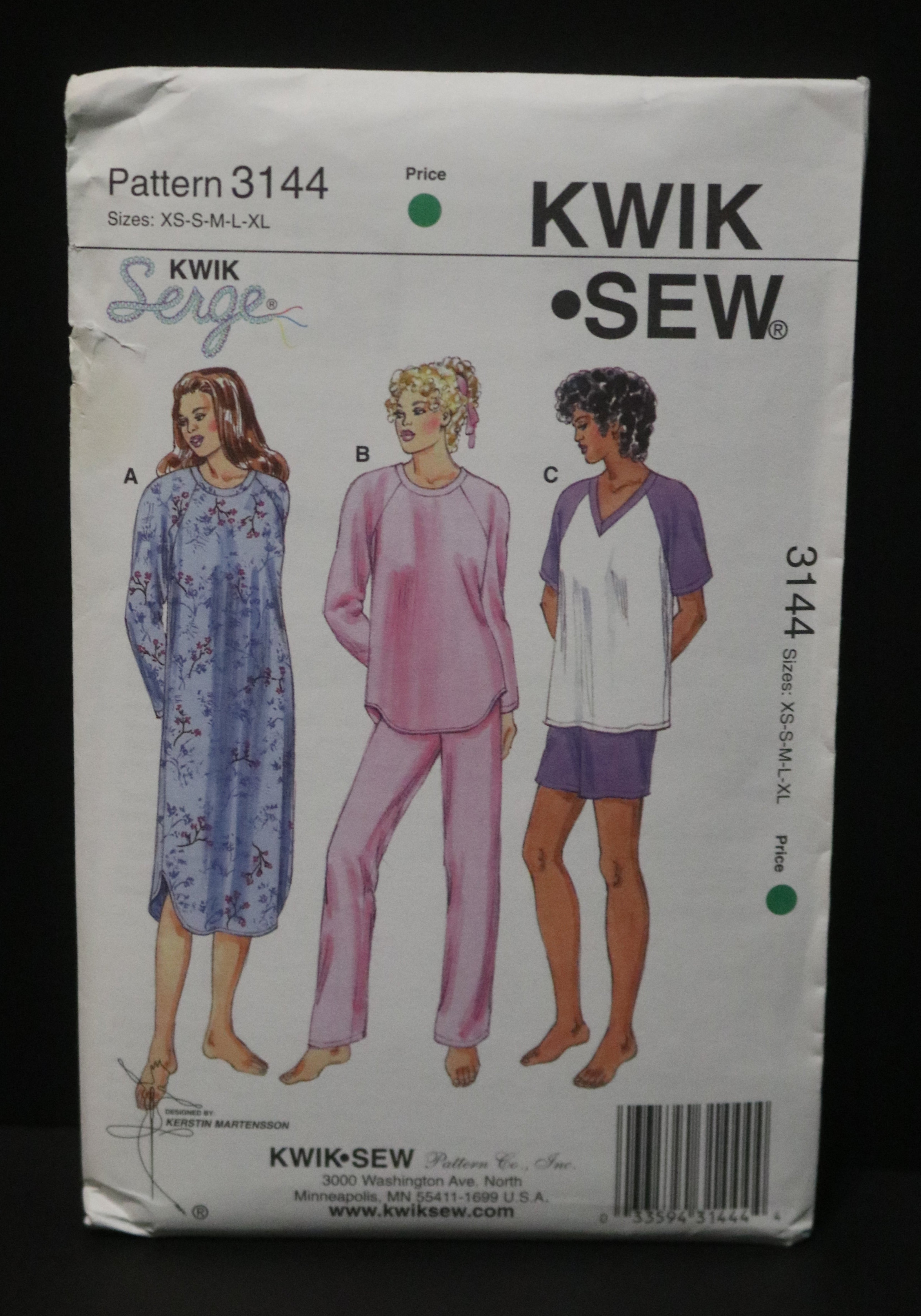 Kwik Sew 3144 Misses Sleepwear Sewing Pattern - UNCUT - Size XS