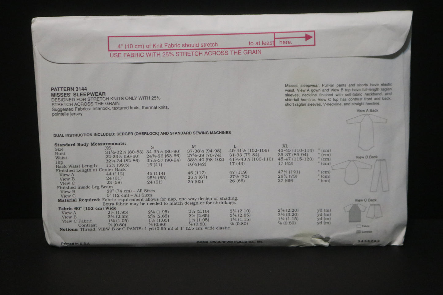 Kwik Sew 3144 Misses Sleepwear Sewing Pattern - UNCUT - Size XS S M L XL