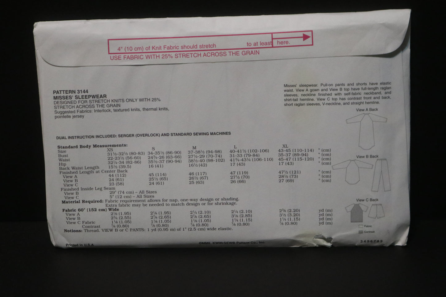 Kwik Sew 3144 Misses Sleepwear Sewing Pattern - UNCUT - Size XS S M L XL