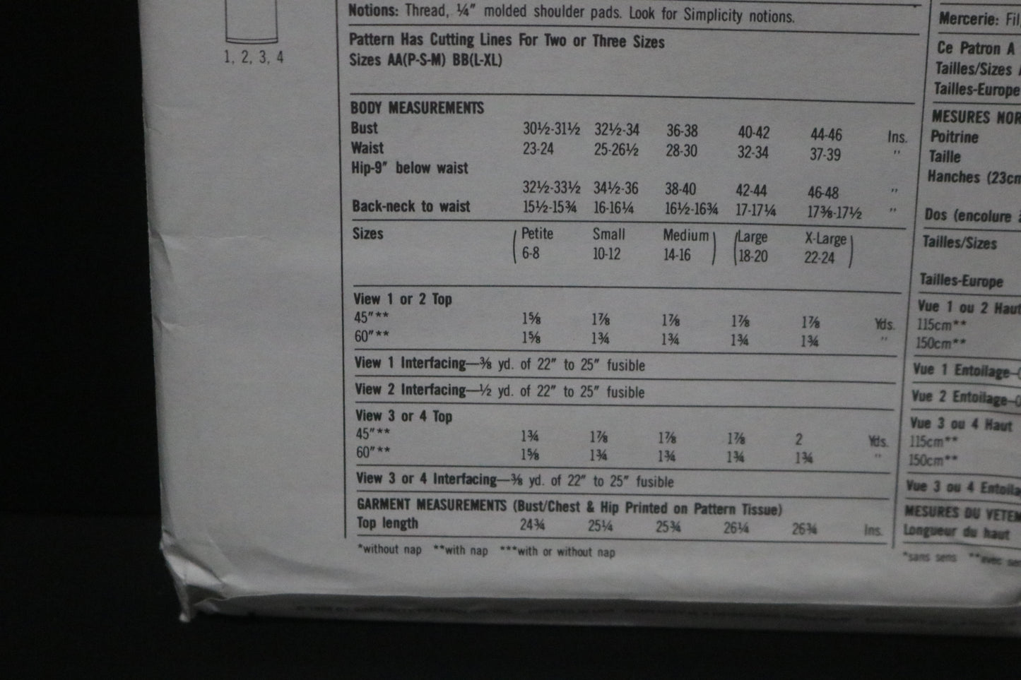 Simplicity 8373 Misses Top with Neckline Variations Sewing Pattern - UNCUT - Size Lg - XL