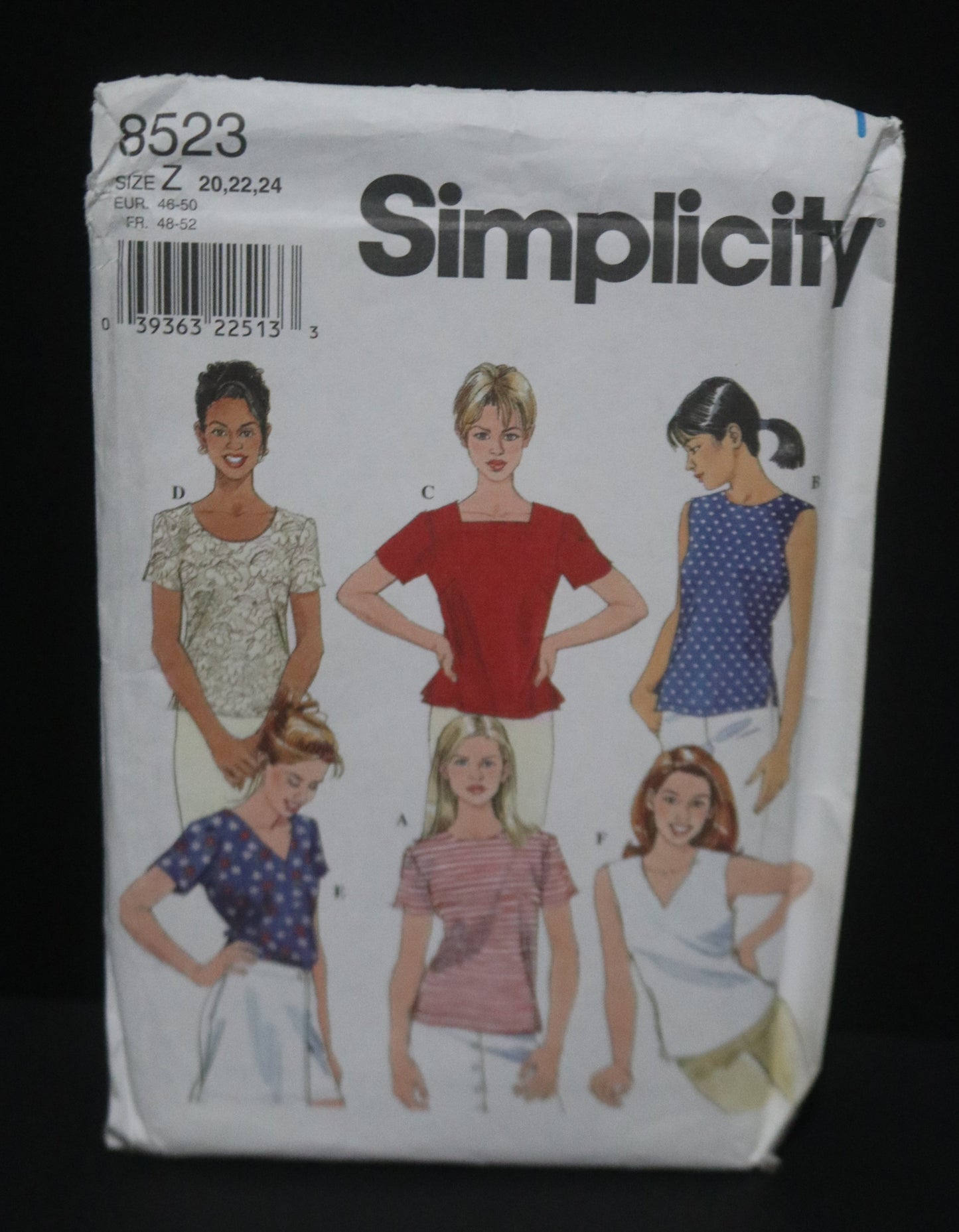 Simplicity 8523 Misses Top Sewing Pattern - UNCUT - Size 20 22 24