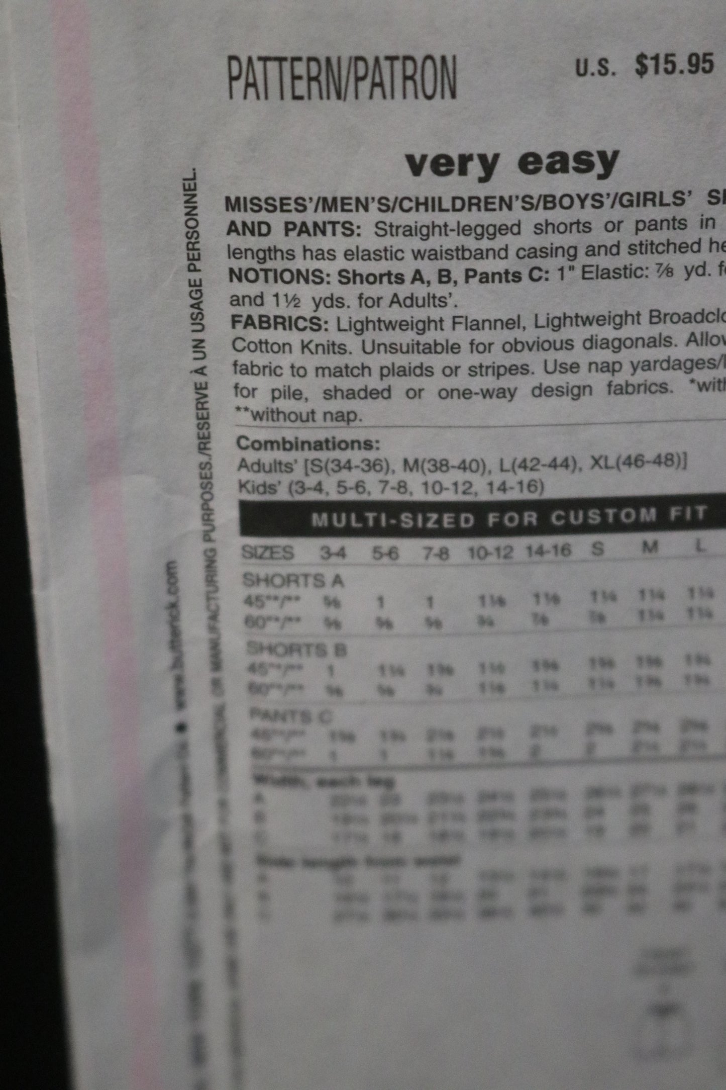 Butterick 5153 Misses Mens Lounge Shorts and Pants Sewing Pattern - UNCUT - Adult Size Sml Med Lrg Xlg