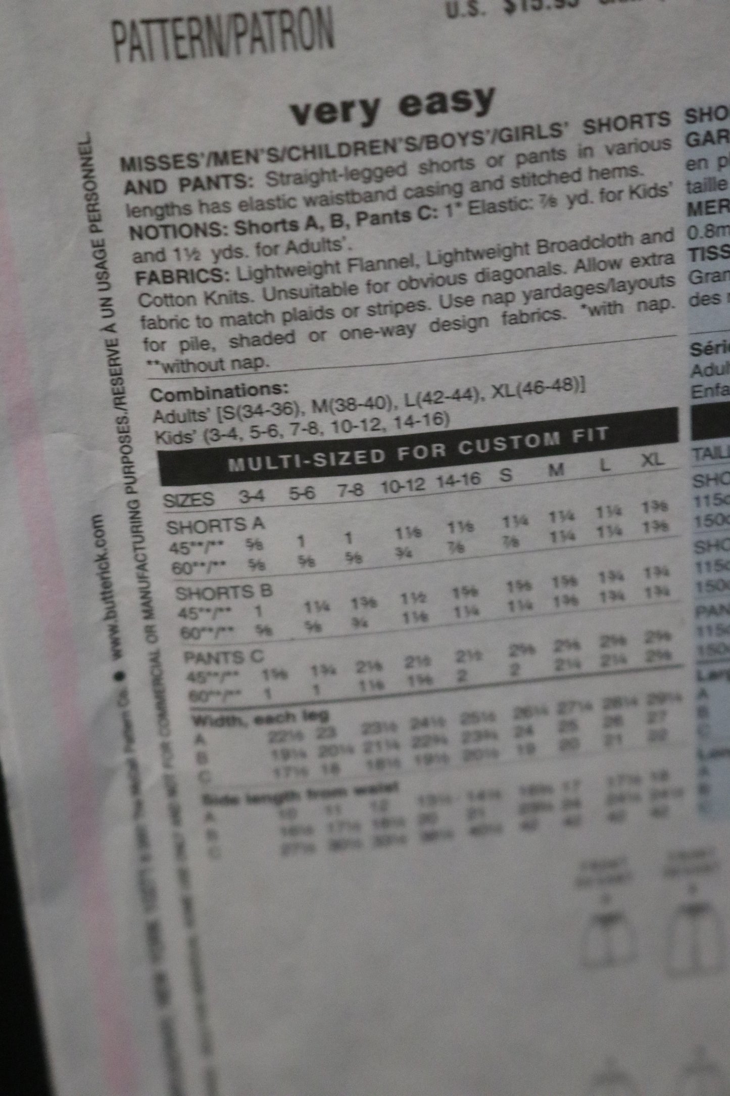 Butterick 5153 Misses Mens Lounge Shorts and Pants Sewing Pattern - UNCUT - Adult Size Sml Med Lrg Xlg