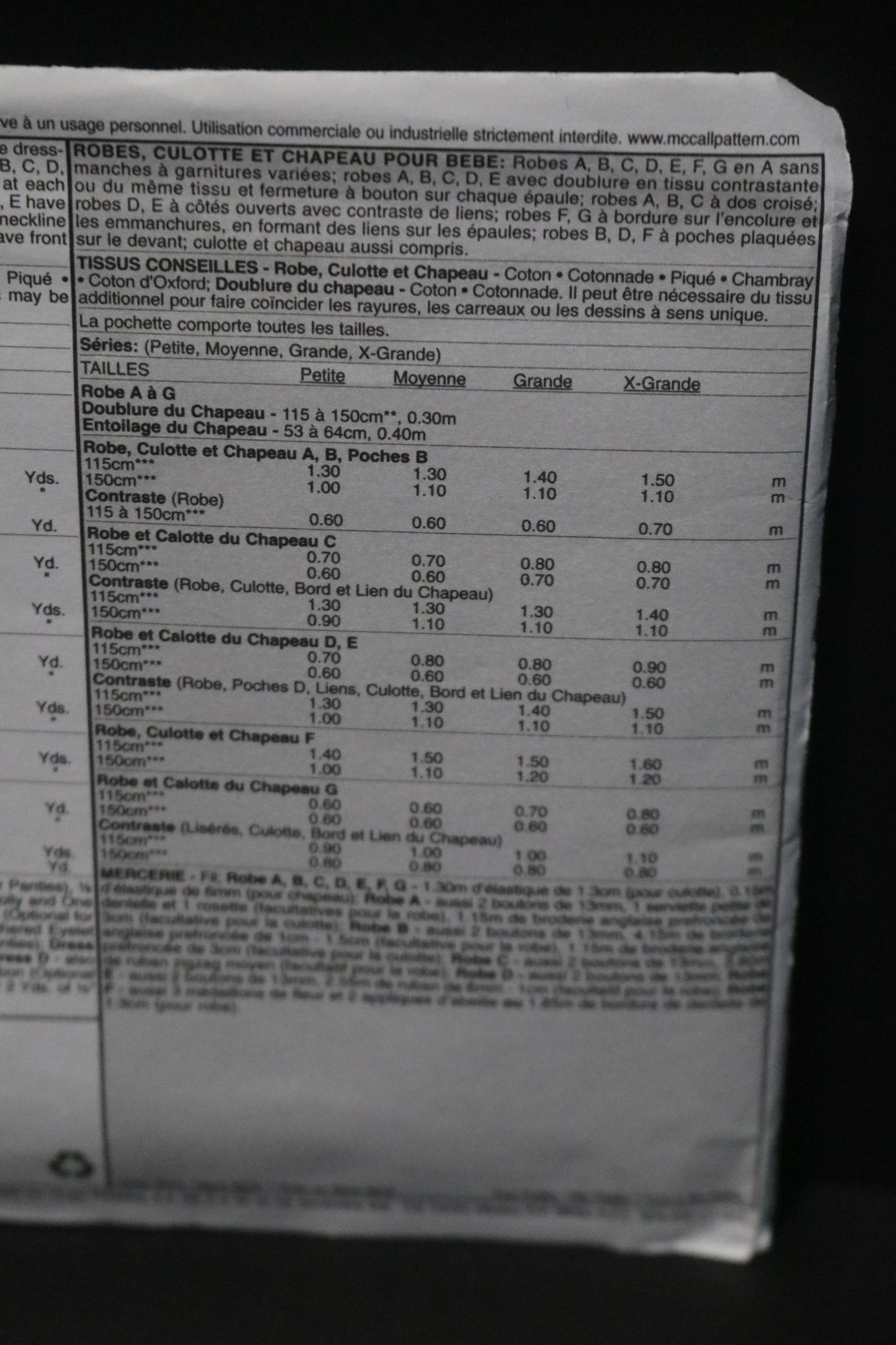 McCalls 6303 Infants Dresses Panties and Hat Sewing Pattern - UNCUT - Size S M L XL