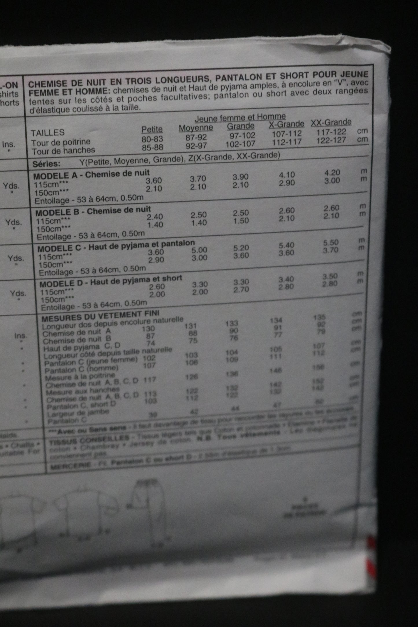 McCalls 7950  Misses and Mens Nightshirt in Three Lengths, Pull on Pants and Pull on Shorts Sewing Pattern  UNCUT Size Xlg, XxL