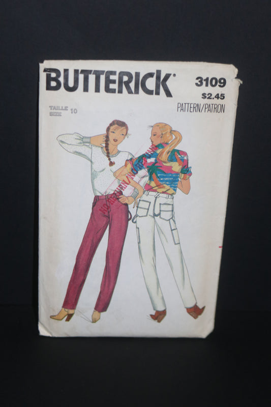 80s Butterick 3109 Misses Pants Sewing Pattern UNCUT Size 10