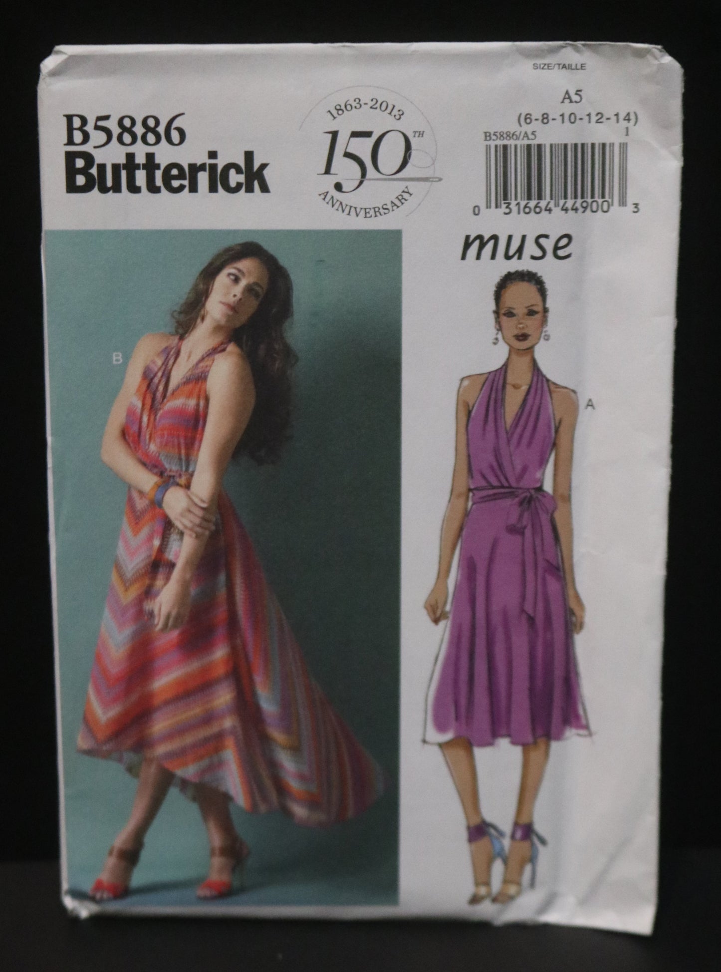 Butterick 5886 Misses Dress and Belt Sewing Pattern - UNCUT - Size 6 8 10 12 14 or Size 14 16 18 20 22