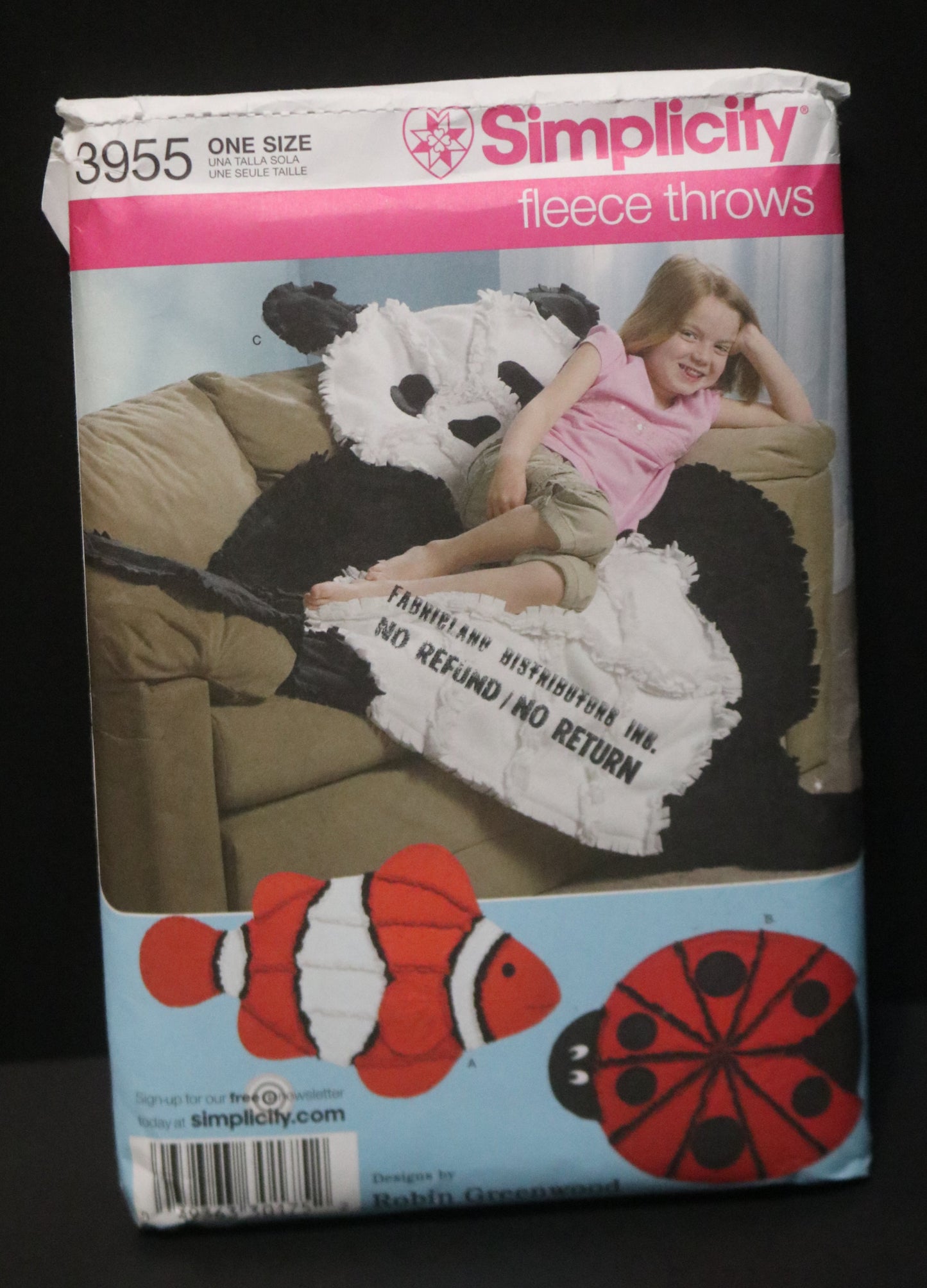 Simplicity 3955  Fleece Throws Sewing Pattern UNCUT