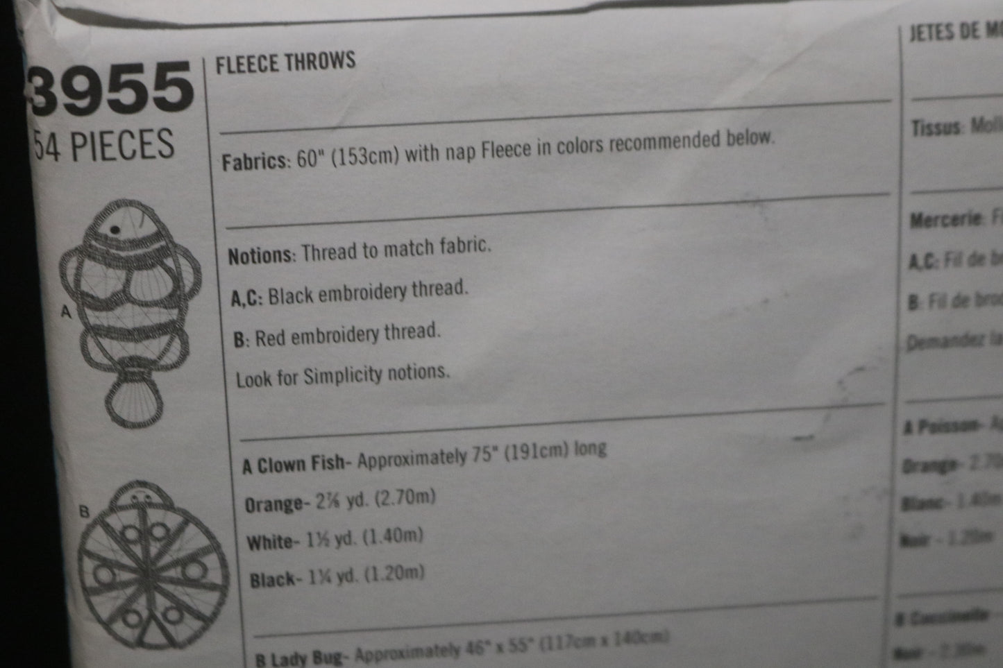 Simplicity 3955  Fleece Throws Sewing Pattern UNCUT