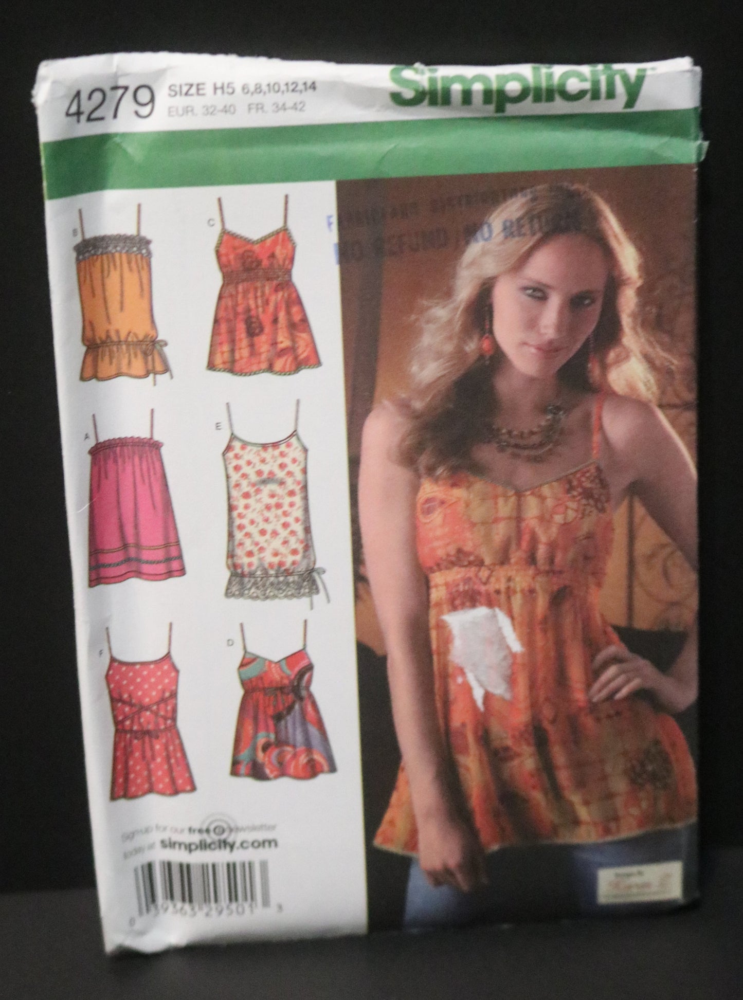 Simplicity 4279 Misses Tunic with Neckline and Trim Variations Sewing Pattern - UNCUT - Size 6 8 10 12 14