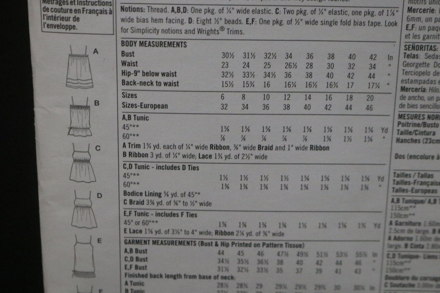Simplicity 4279 Misses Tunic with Neckline and Trim Variations Sewing Pattern - UNCUT - Size 6 8 10 12 14