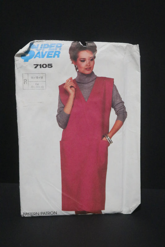 Super Save 7105  MIsses Easy to Sew Loose Fitting Pullover Jumper with extended shoulders Sewing Pattern - UNCUT - Size 14 16 18