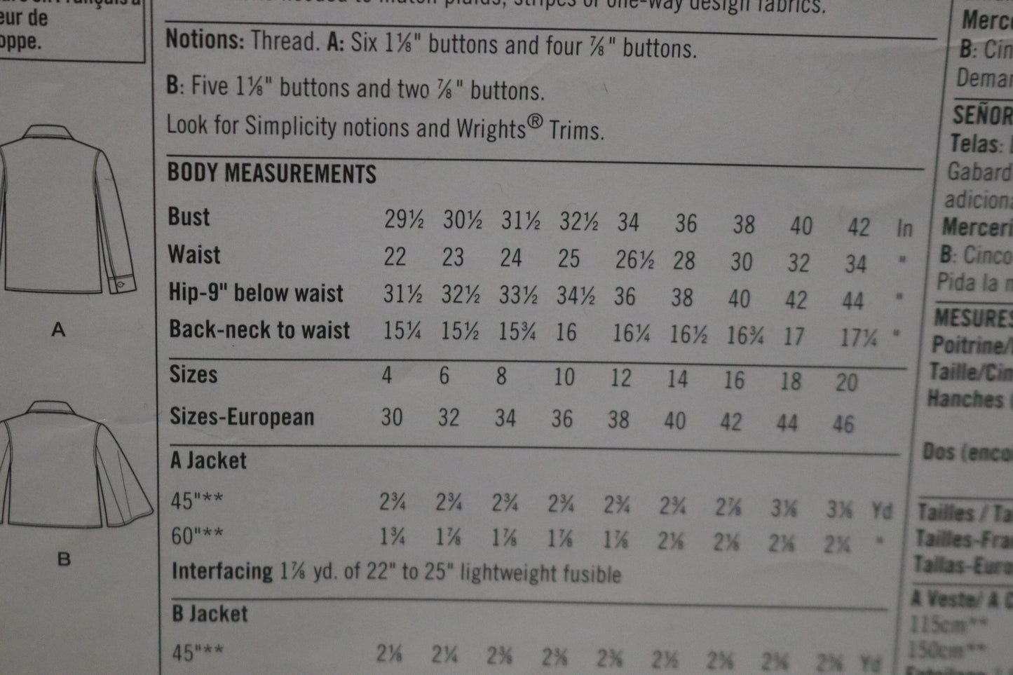 Simplicity 4109 Misses Jacket in Two Lengths Sewing Pattern - UNCUT - Size 4 6 8 10 12