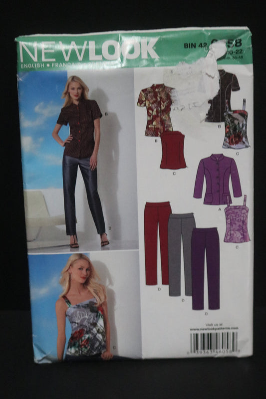 New Look 6058 Misses Pants, Top and Shirt-jacket Sewing Pattern - UNCUT - Size 10 - 22