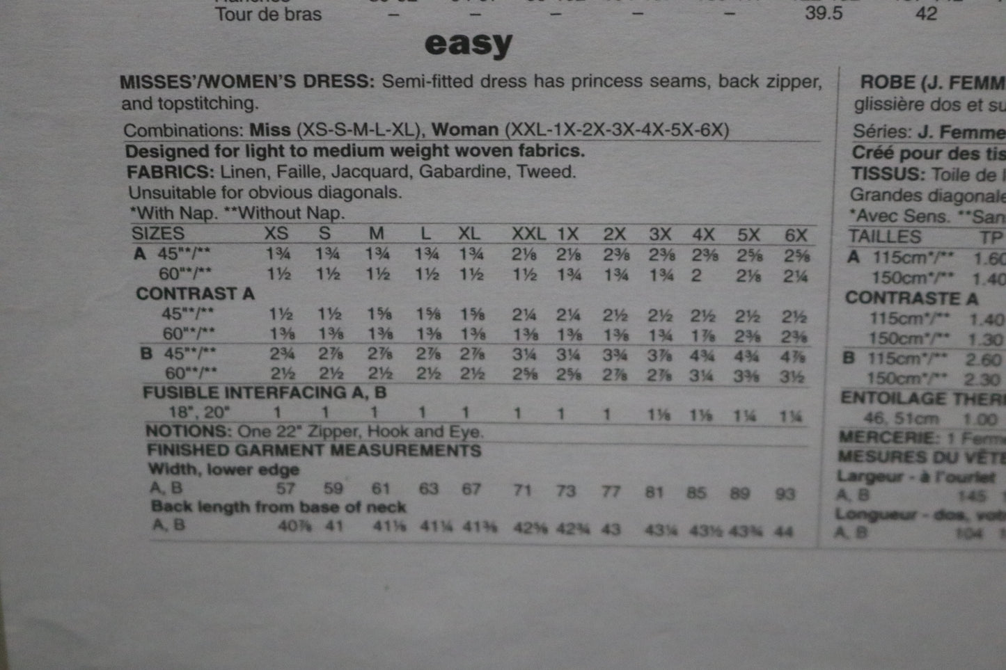 Butterick 6186 Connie Crawford Misses Dress Sewing Pattern - UNCUT - Size Xsm Sml Med Lrg Xlg or Size XxL 1X 2X 3X 4X 5X 6X