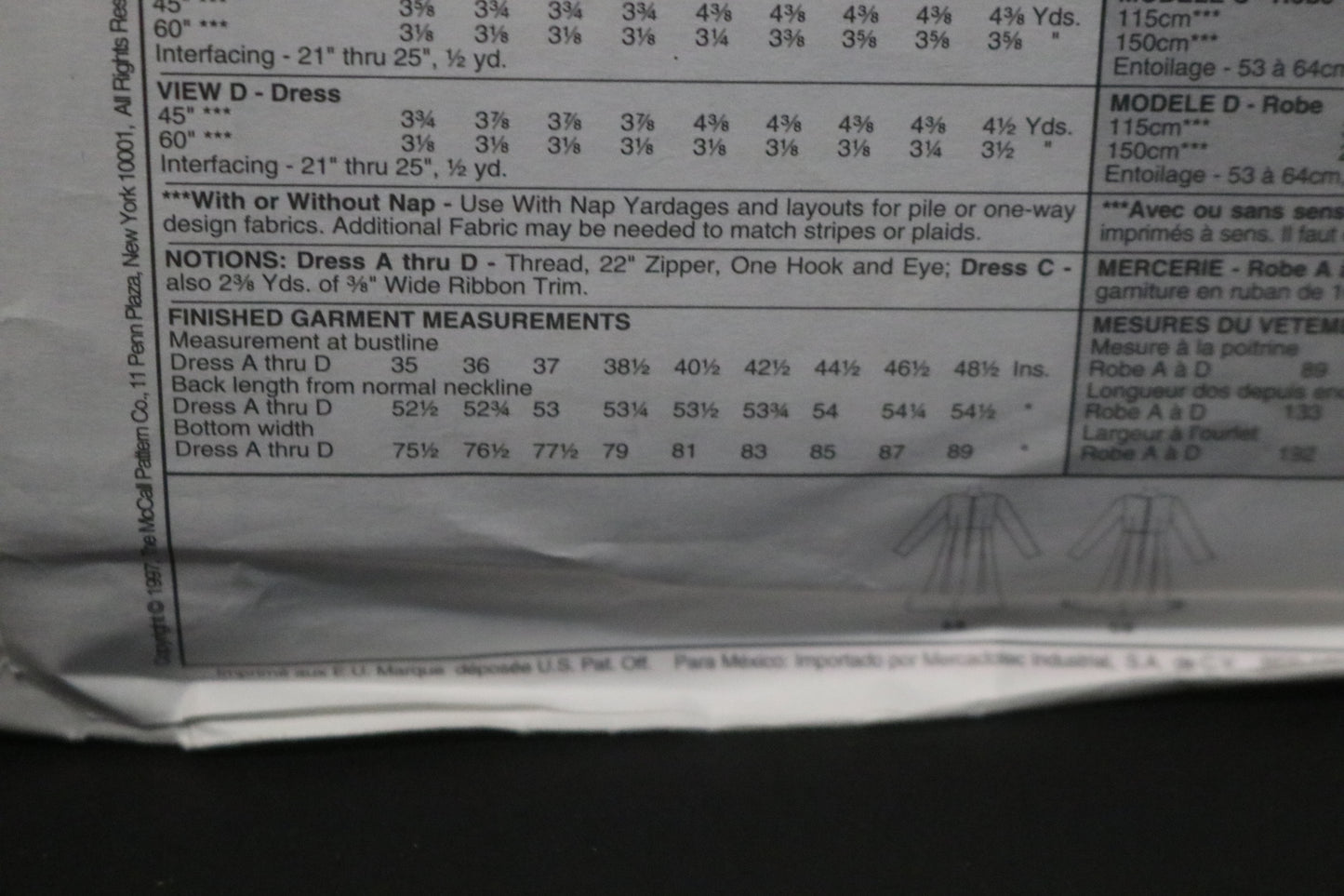McCalls 9095 Misses Dresses Sewing Pattern - UNCUT - Size  18 20 22