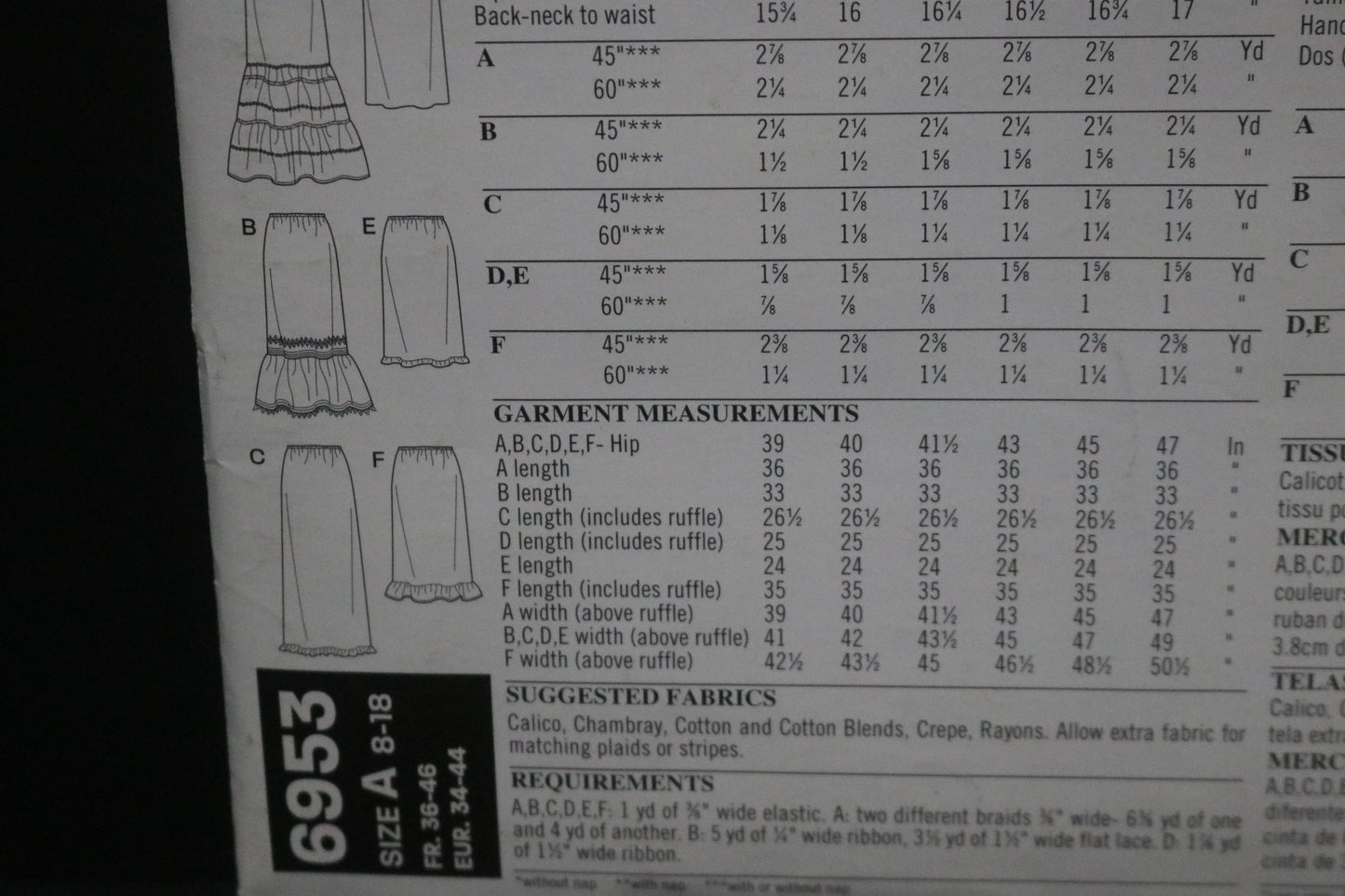 New Look 6953 Misses Skirt Sewing Pattern - UNCUT - Size 8 - 18