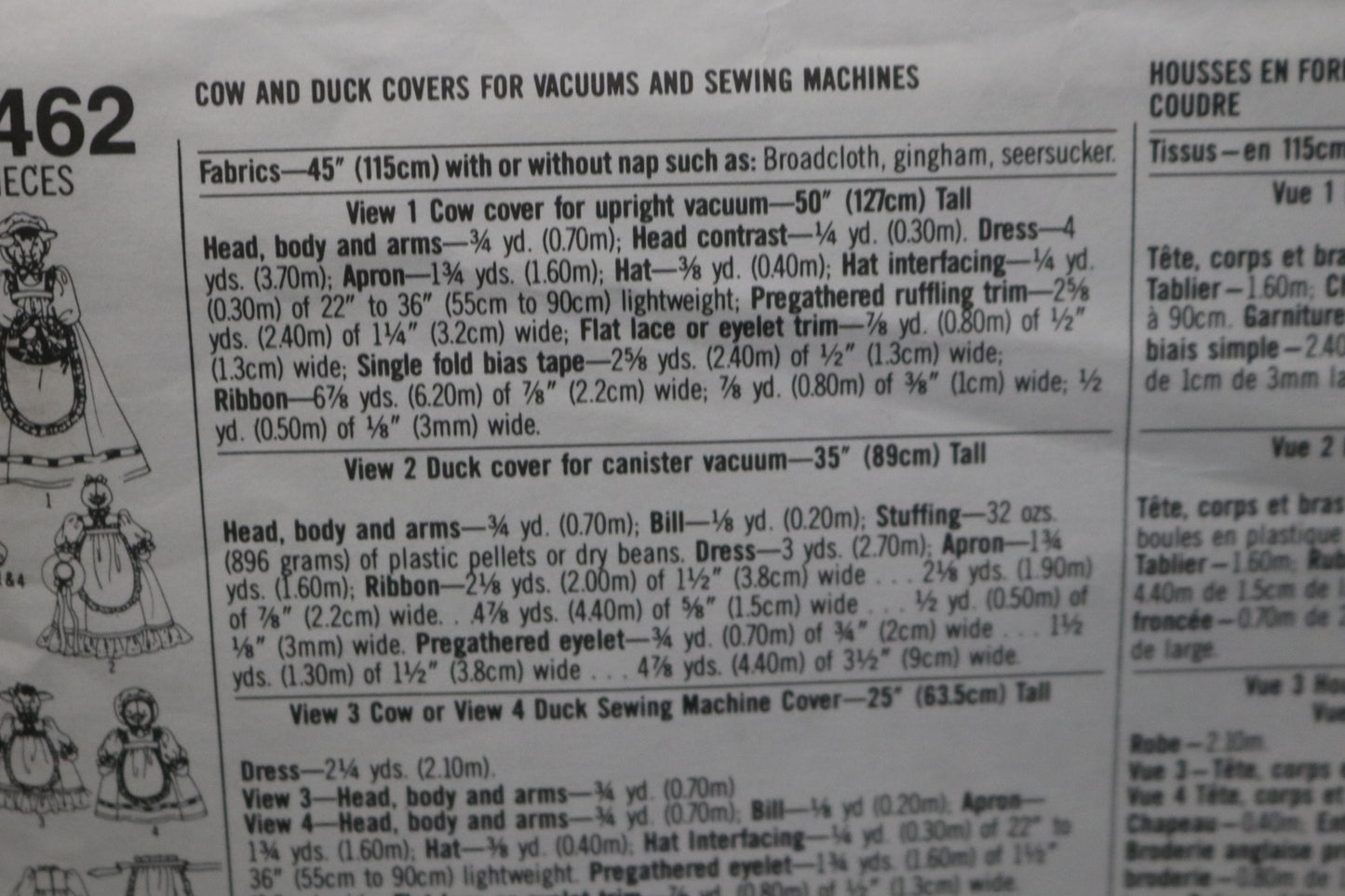 Simplicity 8462 Cow and Duck Covers for Vacuums and Sewing Machines Sewing Pattern UNCUT