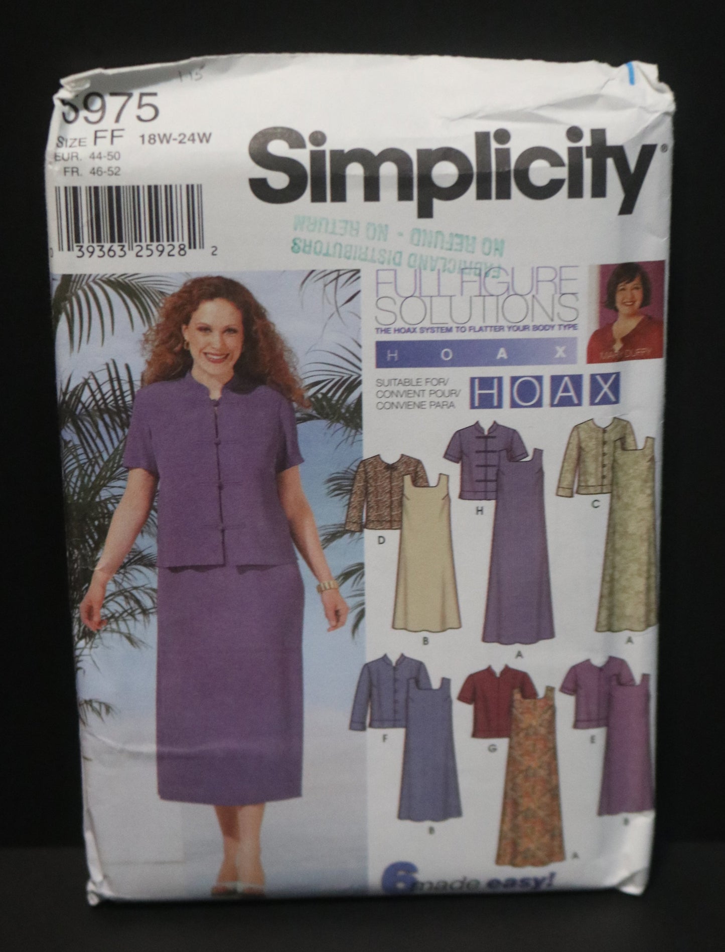 Simplicity 5975 Womens / Womens Petite Pullover Dress in Two Lengths and Jacket Sewing Pattern UNCUT Size 18w - 24w
