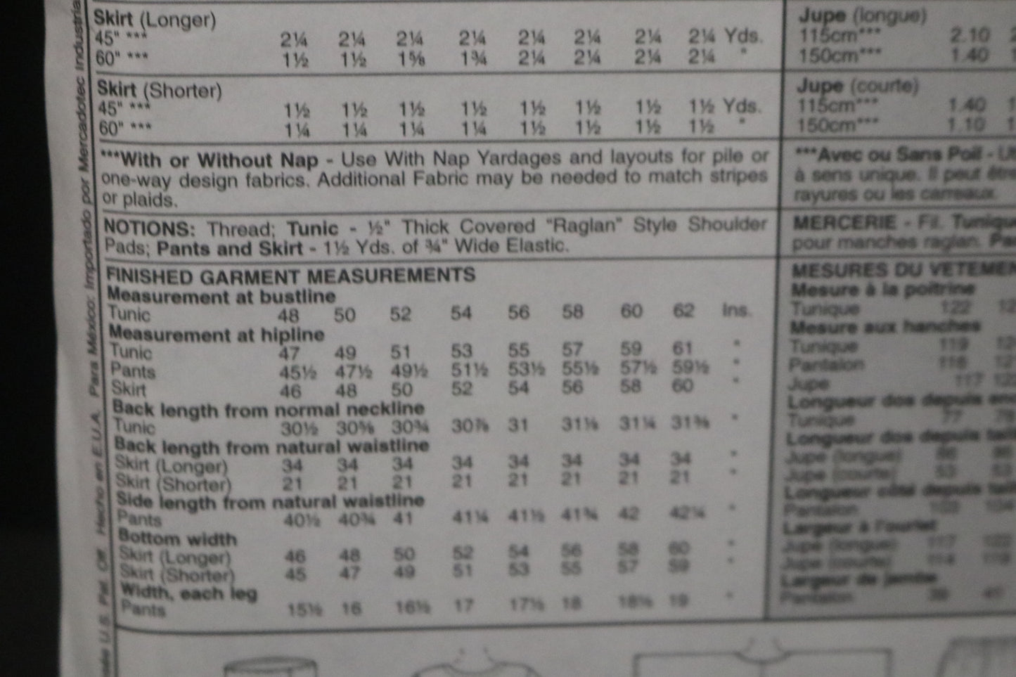 McCalls 9595 Womens Cape Tunic Cowl Pull on pants and Skirt in Two Lengths Sewing Pattern UNCUT Size 22w 24w 26w 40 42 44