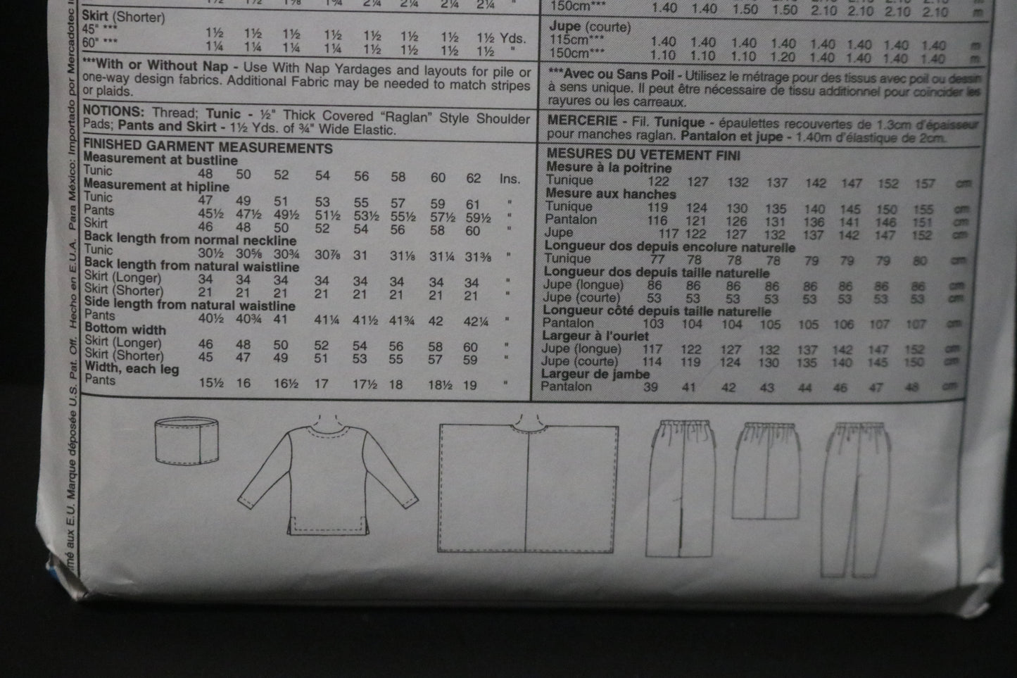 McCalls 9595 Womens Cape Tunic Cowl Pull on pants and Skirt in Two Lengths Sewing Pattern UNCUT Size 22w 24w 26w 40 42 44