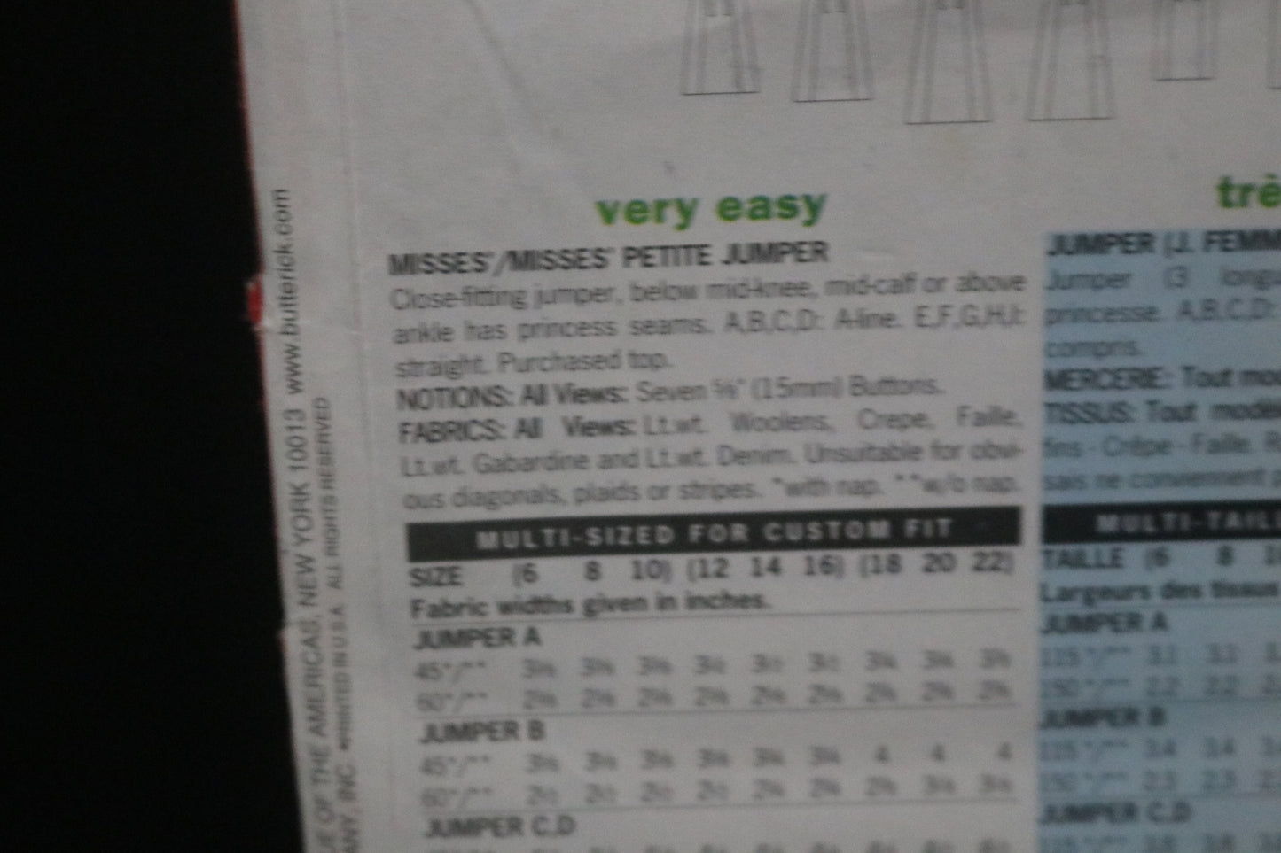 Butterick 6334 Misses / Misses Petite Jumper Sewing Pattern - UNCUT - Size 6 8 10