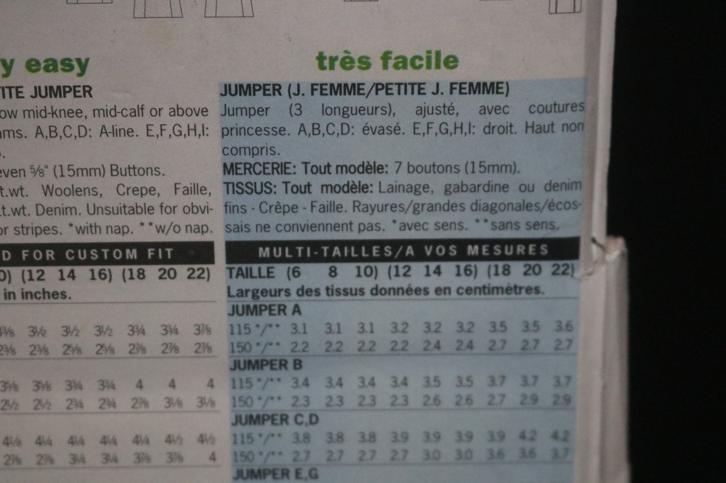 Butterick 6334 Misses / Misses Petite Jumper Sewing Pattern - UNCUT - Size 6 8 10