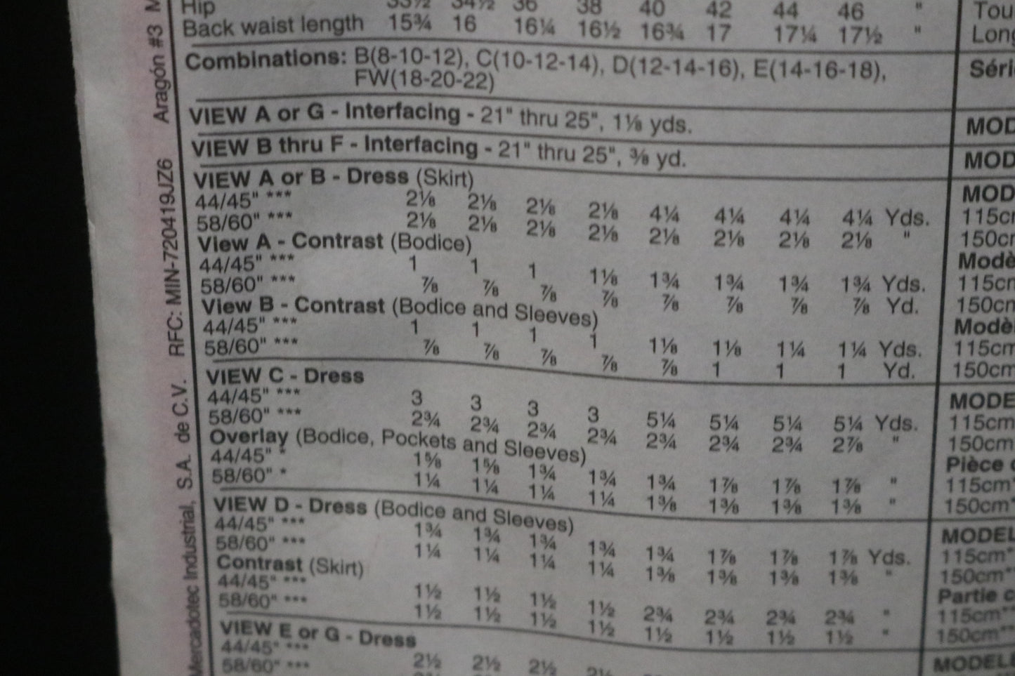 McCalls 8045 Misses Dress in Two Lengths Sewing Pattern - UNCUT - Size 18 20 22