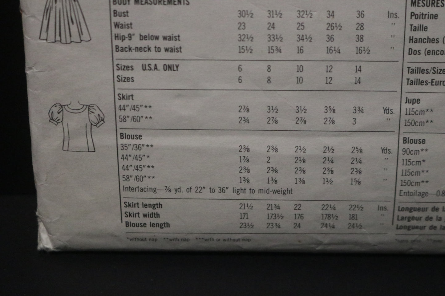 Super Save 8691 Misses Blouse and Flared Pull on Skirt Sewing Pattern - UNCUT - Size 6 8 10