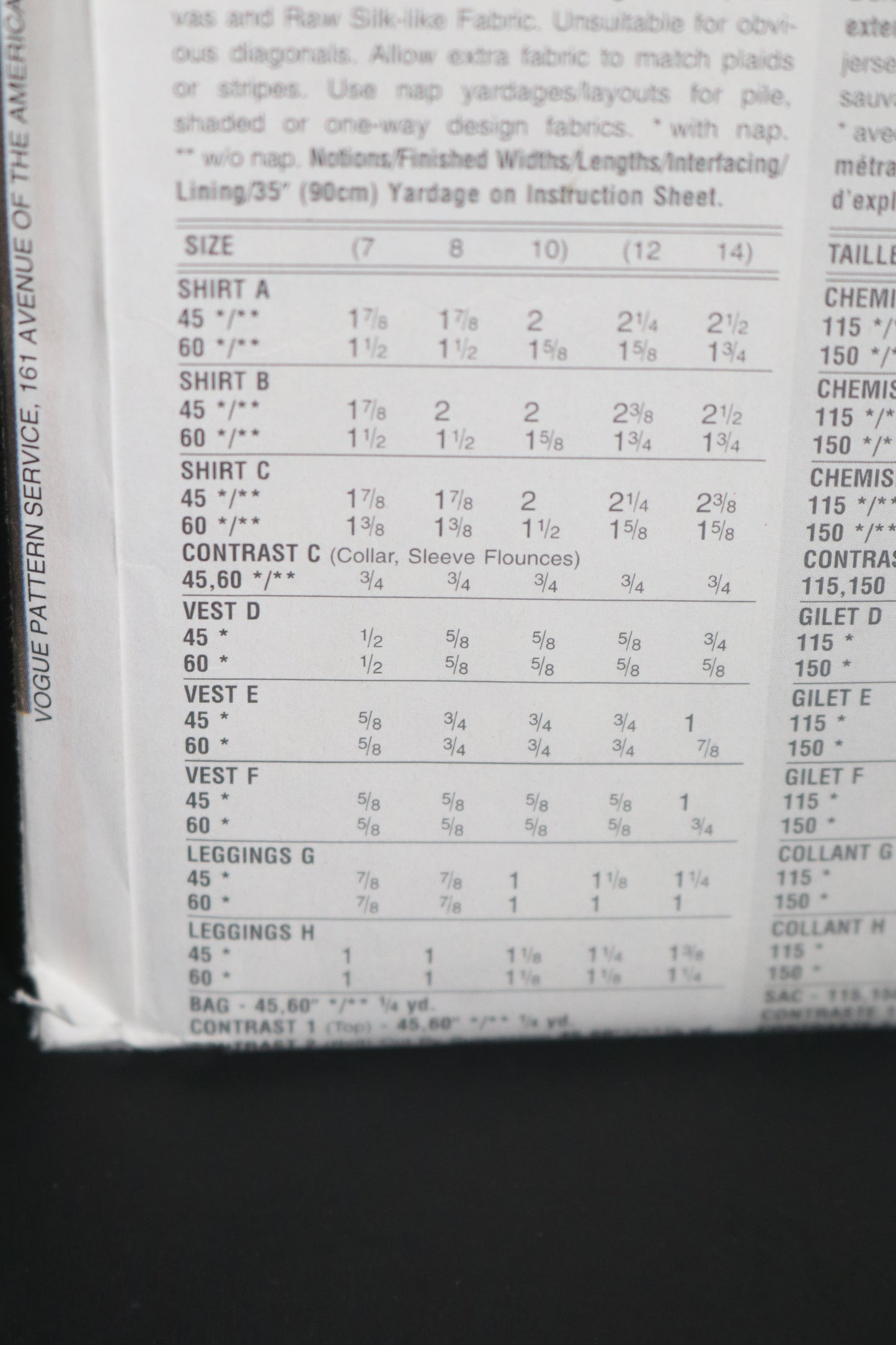 Vogue 9077 Girls Shirt Vest Leggings and Bag Sewing pattern - UNCUT - Size 12 - 14