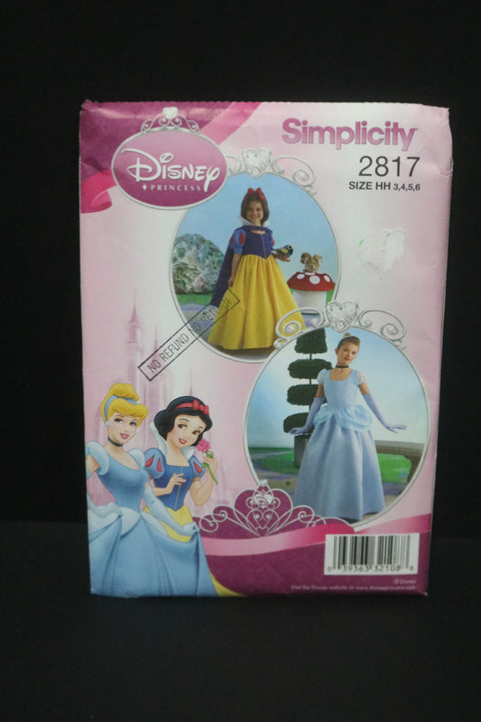 Simplicity 2817 Child and Girl Snow White and Cinderella Costume Sewing Pattern - UNCUT - Size 3 4 5 6