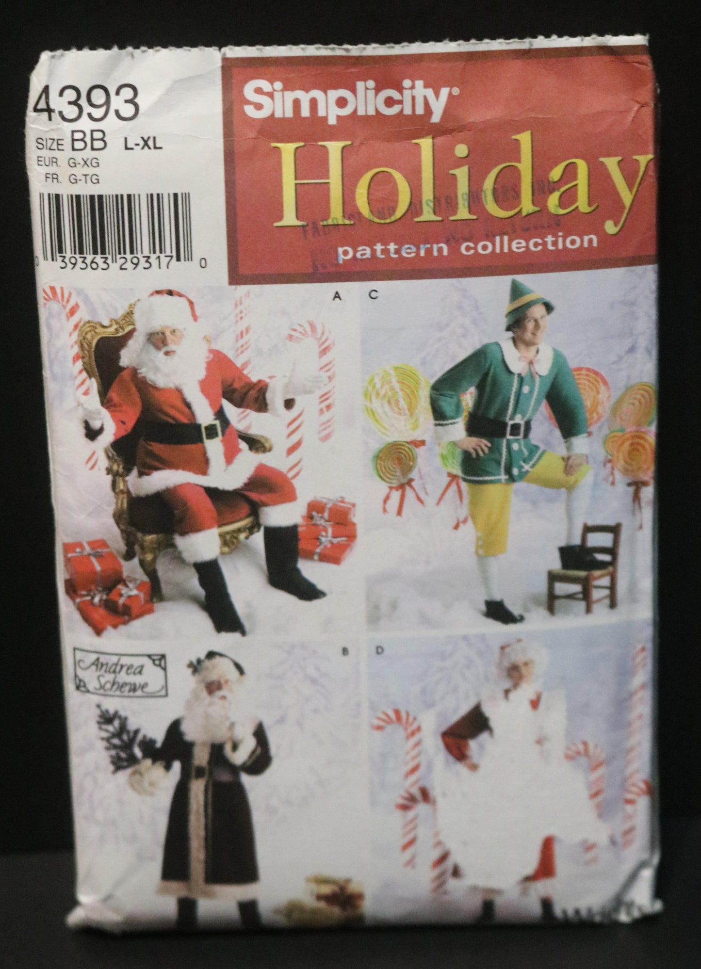 Simplicity 4393 Misses and Mens Santa,Father Christmas, Mrs CLaus and Elf Christmas Costumes Sewing Pattern - UNCUT  Size L - XL