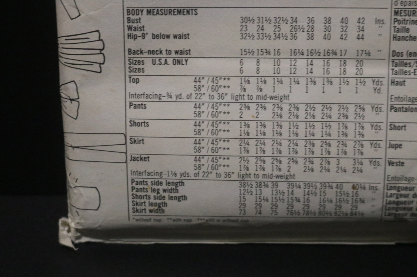 Simplicity 7935 Misses Easy to Sew Top Pull on Skirt, Pants and Shorts and Loose Fitting Unlined Jacket Sewing Pattern - UNCUT - Size 16 18 20