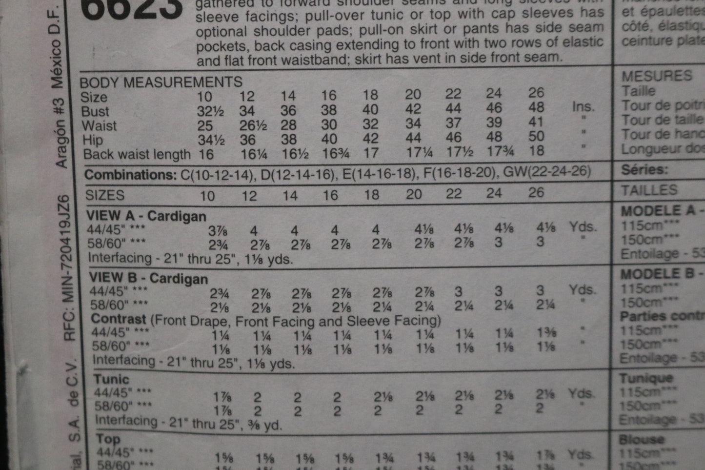 McCalls 6623 Misses Cardigan Tunic Top Skirt in Two Lengths and Pants Sewing Pattern - UNCUT - Size 14 16 18