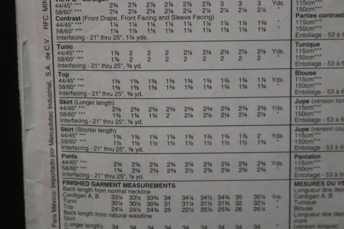 McCalls 6623 Misses Cardigan Tunic Top Skirt in Two Lengths and Pants Sewing Pattern - UNCUT - Size 14 16 18