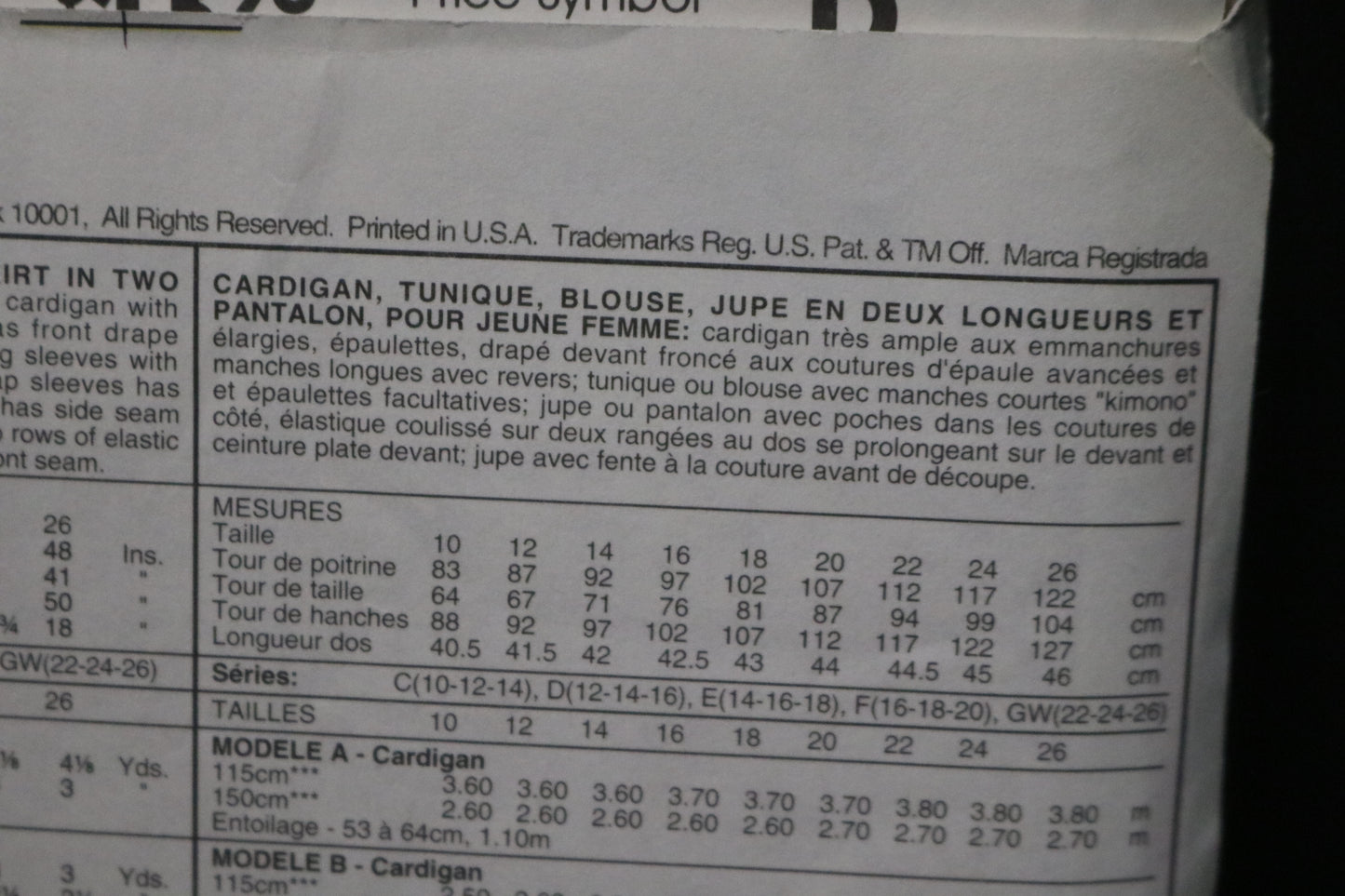McCalls 6623 Misses Cardigan Tunic Top Skirt in Two Lengths and Pants Sewing Pattern - UNCUT - Size 14 16 18